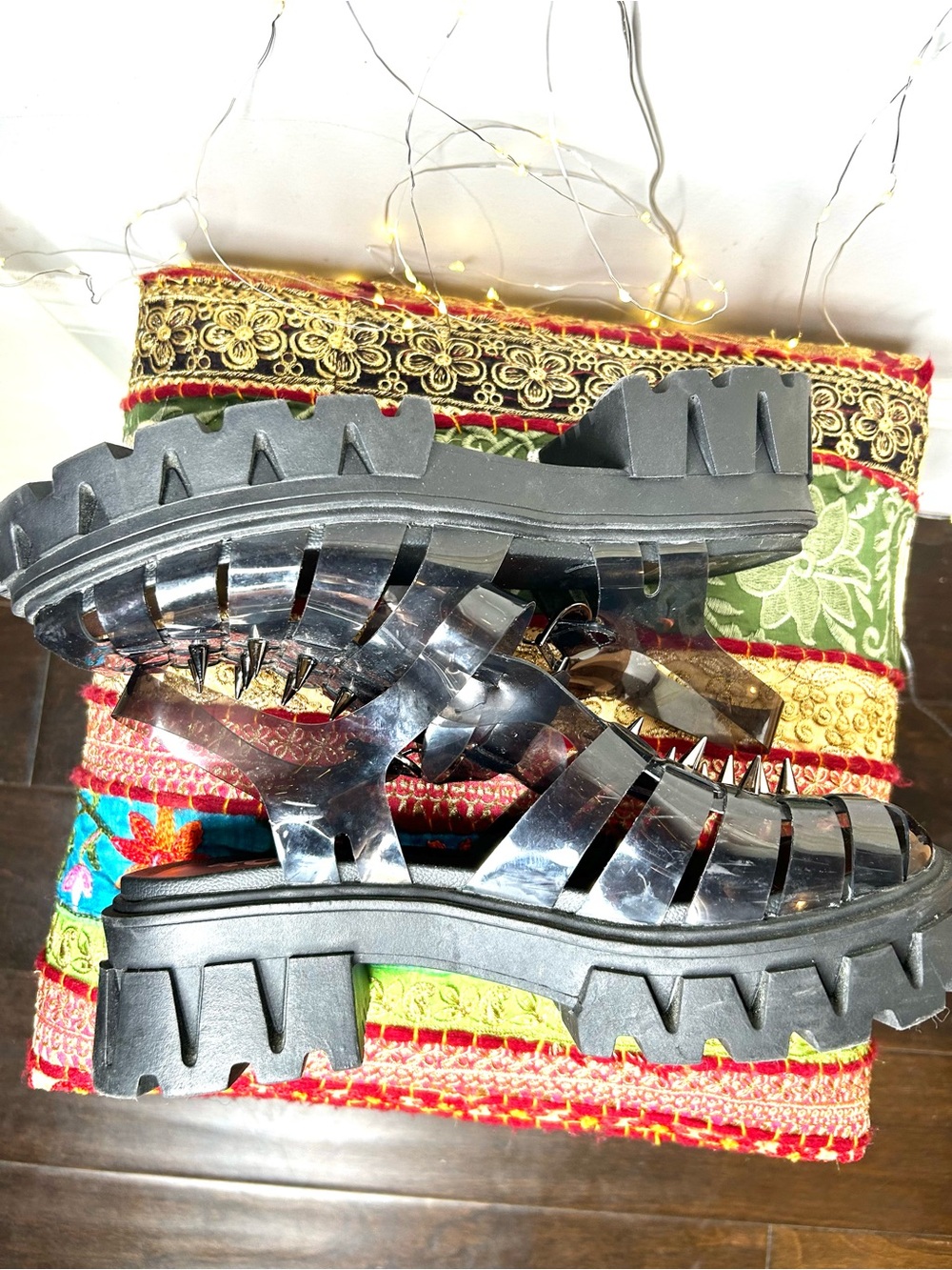 Spiked Black Jelly Sandals